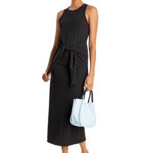 Aqua - Sleeveless Ribbed Tie-Waist Midi Dress